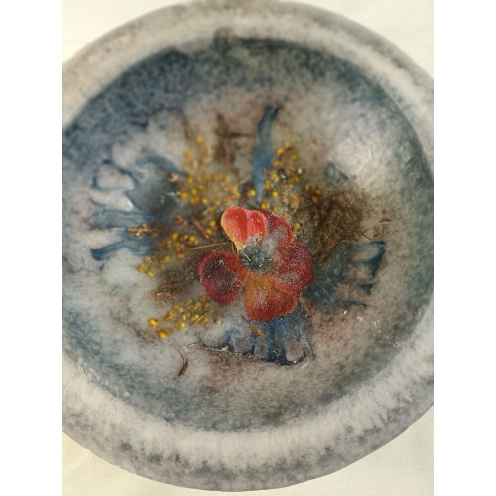 Habersham Candle Company Blue Wax Pottery Vessel W Pressed Flowers Flameless - Picture 6 of 11